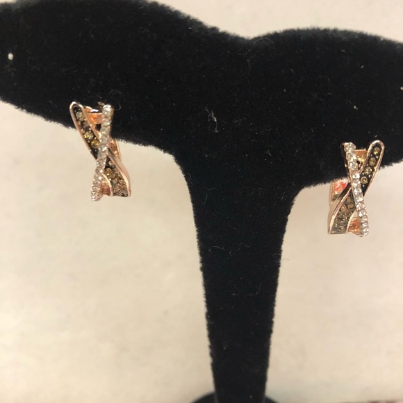 Leopard Rhinestone Rose Gold Hoop Earrings - Picture 10 of 10